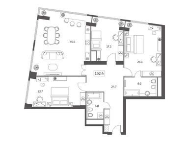 4-комнатная 152.40 кв.м, ЖК Sky House (Скай Хаус), 68 346 547 руб.