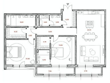 2-комнатная 143.20 кв.м, Клубный дом LUCE, 350 840 000 руб.