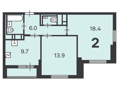 2-комнатная 52.70 кв.м, Жилой дом «13-я Парковая ул., д. 16А», 14 213 190 руб.