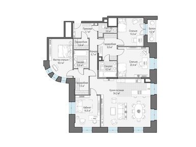 4-комнатная 179.50 кв.м, Клубный дом «Чистые Пруды», 365 100 000 руб.