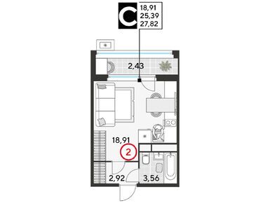 Студия 27.82 кв.м, Жилой комплекс EVO (Эво), 8 052 920 руб.