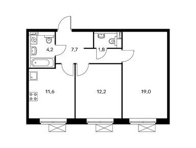 2-комнатная 55.50 кв.м, Люберецкий, 10 417 350 руб.