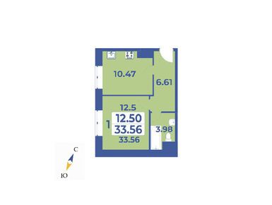 1-комнатная 33.56 кв.м, ЖК «Эдельвейс» (Первомайское), 5 940 120 руб.