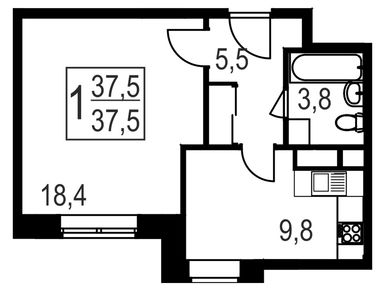 1-комнатная 37.50 кв.м, ЖК «Восточный» (Звенигород), 4 142 850 руб.