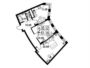 2-комнатная 61.14 кв.м, ЖК «Лефорт», 25 418 038 руб.