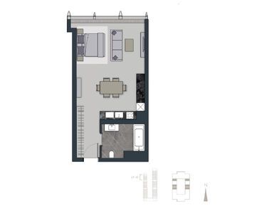 Планировки 1-к. апартаменты в Neva Towers (Нева Тауэрс)