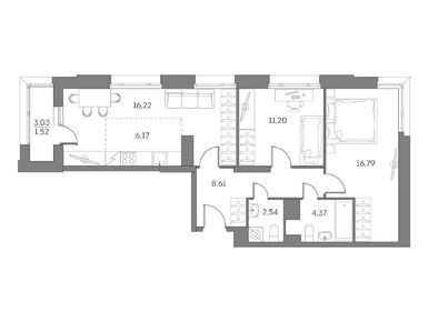 Планировки трехкомнатные в ЖК «Аквилон BESIDE 2.0»