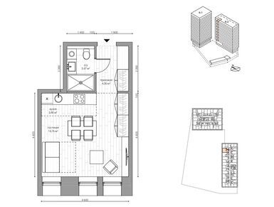 Планировки студии-апартаменты в Апарт-комплекс Baires (Байрес)