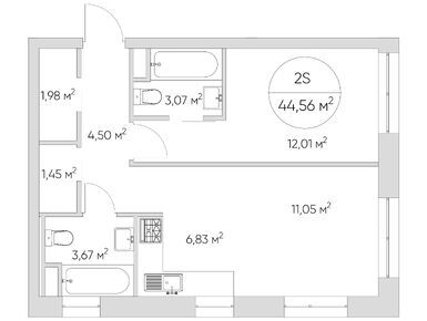 Планировки 2-к. апартаменты в Комплекс апартаментов N’ICE LOFT (Найс Лофт)
