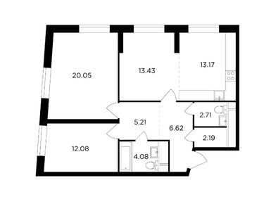 3-комнатная 79.54 кв.м, ЖК «Кутузов Grad II» (Кутузовград), 30 250 000 руб.