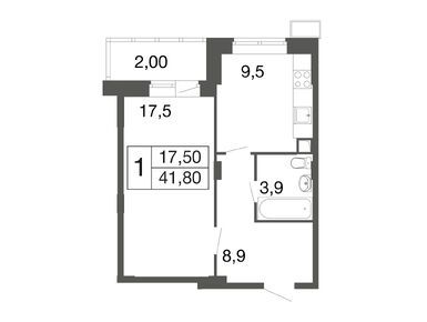 1-комнатная 41.80 кв.м, ЖК «Времена года» (Апрелевка), 6 077 319 руб.