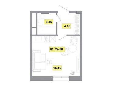 1-комнатная 24.08 кв.м, ЖК «Радость», 3 323 039 руб.