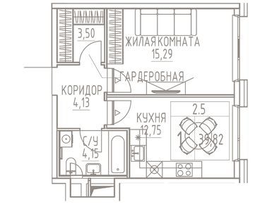 1-комнатная 39.82 кв.м, Жилой квартал LIFE Варшавская, 19 735 184 руб.