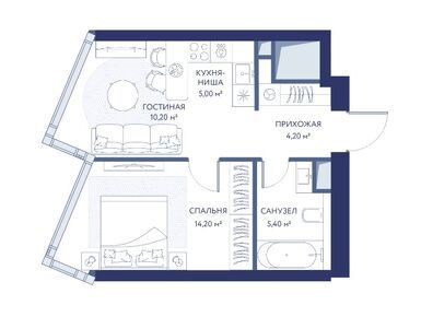 1-комнатная 39.10 кв.м, hideOUT (хайдАут), 26 001 500 руб.