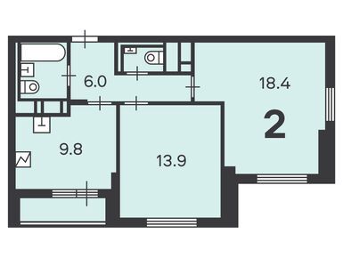 2-комнатная 52.80 кв.м, Жилой дом «13-я Парковая ул., д. 16А», 14 240 160 руб.