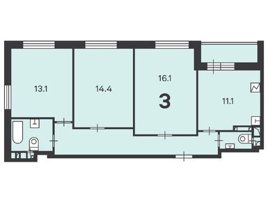 Планировки трехкомнатные в Жилой дом «Молодцова ул., д. 25, к. 1»