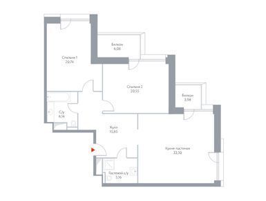 Планировки 2-к. апартаменты в Апарт-комплекс HILL8 (Хилл8)