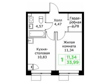 Планировки однокомнатные в ЖК «КИТ 2»