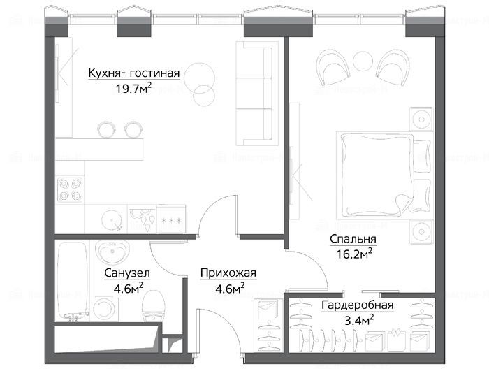 План квартиры 50 кв м