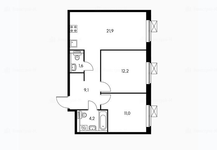 Планировка квартиры 60 кв м 3 комнаты