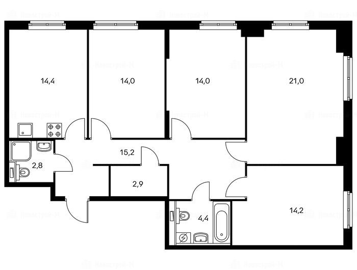 Схема квартиры 3 комнаты - 88 фото